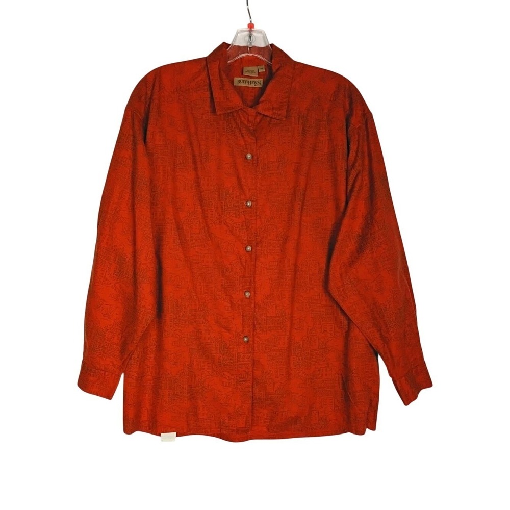 Ruff Hewn Men's long Sleeve Casual Shirt - Orange -‎ Size M